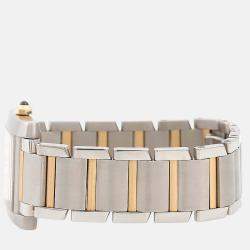 Pre Owned Cartier Tank Francaise W51005Q4 Quartz White 18K Yellow Gold Stainless Steel Men's Wristwatch 28mm