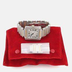 Pre Owned Cartier Tank Francaise W51005Q4 Quartz White 18K Yellow Gold Stainless Steel Men's Wristwatch 28mm