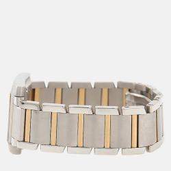 Pre Owned Cartier Tank Francaise W51005Q4 Quartz White 18K Yellow Gold Stainless Steel Men's Wristwatch 28mm