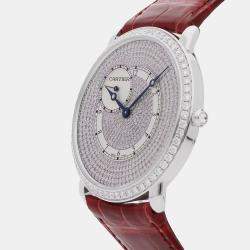 مملوكة مسبقًا Cartier Ronde Louis WR007003 Manual Winding Silver Dial 18k White Gold Men's Wristwatch 42mm