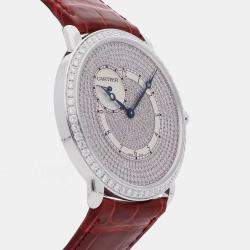 مملوكة مسبقًا Cartier Ronde Louis WR007003 Manual Winding Silver Dial 18k White Gold Men's Wristwatch 42mm