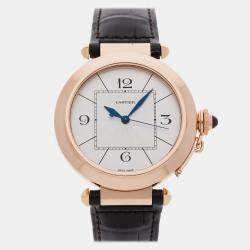 مملوكة مسبقًا Pre-Owned Cartier Pasha W3019351 Silver Automatic 18k Rose Gold Men's Wristwatch 42 MM