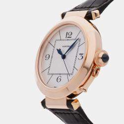 مملوكة مسبقًا Pre-Owned Cartier Pasha W3019351 Silver Automatic 18k Rose Gold Men's Wristwatch 42 MM