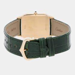 مملوكة مسبقًا Pre-Owned Cartier Santos Dumont 85524200 White Manual Winding 18k Yellow  Gold Men's Wristwatch 27 MM