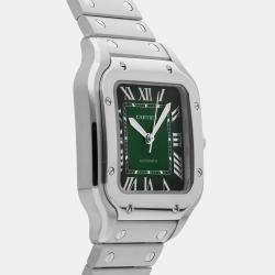 مملوكة مسبقًا ساعة يد رجالية كارتير سانتوس متوسطة WSSA0061 أوتوماتيك خضراء ستانلس ستيل 35 مم