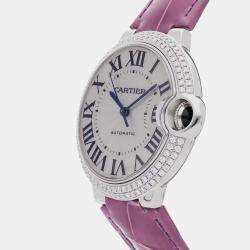مملوكة مسبقًا Pre-Owned Cartier Ballon Bleu WE900651 Silver Automatic 18k White Gold Diamond Women's Wristwatch 36 MM