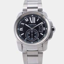 مملوكة مسبقًا Cartier Calibre de Cartier W7100016 Automatic Black Stainless Steel Men's Wristwatch 42 mm