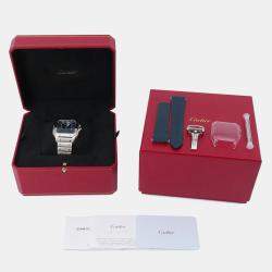 Pre Owned Cartier Santos WSSA0030 Automatic Blue Stainless Steel Men's Wristwatch 39.8 mm