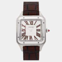 مملوكة مسبقًا ساعة يدوية  رجالية مستعملة كارتييه سانتوس-دومونت كبير WGSA0082 بيج تعبئة يدوية بلاتينيوم 33 ملم