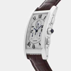 Pre Owned Cartier Tank Americaine W2603356 Quartz 18K White Gold Men's Wristwatch 26 mm