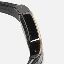 مملوكة مسبقًا Cartier Santos 100 W2020007 Black Dial 18k Rose Gold PVD Coated Stainless Steel Alligator Leather Men's Wristwatch 33 mm