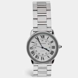 Pre Owned ساعة يد رجالية كارتييه روند سولو WSRN0012 ستانلس ستيل فضية 36 مم
