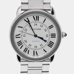 Pre Owned ساعة يد رجالية كارتييه روند سولو WSRN0012 ستانلس ستيل فضية 36 مم