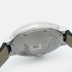 Pre Owned Cartier Ballon Bleu Moonphase WSBB0029 Silver Dial Stainless Steel Alligator Leather Men's Wristwatch 37.50 mm