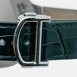 Pre Owned Cartier Ballon Bleu Moonphase WSBB0029 Silver Dial Stainless Steel Alligator Leather Men's Wristwatch 37.50 mm