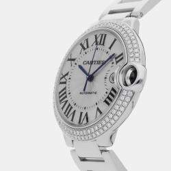 Pre Owned Pre-Owned Cartier Ballon Bleu de Cartier WE9009Z3 Silver Automat 18k White Gold Men's Wristwatch 42 MM