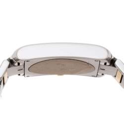 Cartier Cream 18K Yellow Gold Stainless Steel Tank Francaise Chronoflex 2303 Men's Wristwatch 28 mm