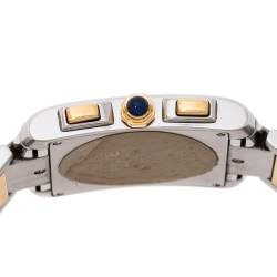 Cartier Cream 18K Yellow Gold Stainless Steel Tank Francaise Chronoflex 2303 Men's Wristwatch 28 mm