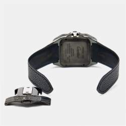 Cartier Black Ceramic Santos 100 Calfskin Leather 2878 Men's Wristwatch 33 mm