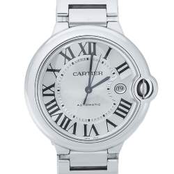 Pre Owned Cartier Silver Stainless Steel Ballon Bleu 3765 Men's Wristwatch 42MM
