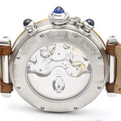 Pre Owned Cartier Silver 18K Yellow Gold And Stainless Steel Pasha Chronograph W3103655 Men's Wristwatch 38 MM
