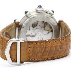 Pre Owned Cartier Silver 18K Yellow Gold And Stainless Steel Pasha Chronograph W3103655 Men's Wristwatch 38 MM