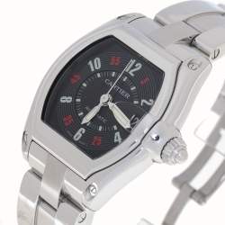 Pre Owned Cartier Black Stainless Steel Roadster 2510 Men's Wristwatch 38 mm