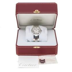 Pre Owned Cartier Silver Stainless Steel Ronde Solo 3603 Men's Wristwatch 36 mm
