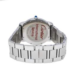 Pre Owned Cartier Silver Stainless Steel Ronde Solo 3603 Men's Wristwatch 36 mm