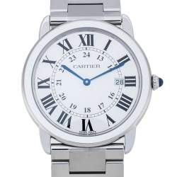 Pre Owned Cartier Silver Stainless Steel Ronde Solo 3603 Men's Wristwatch 36 mm