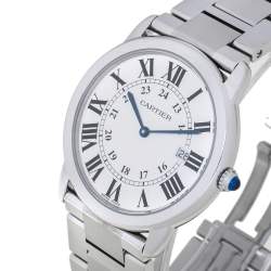 Pre Owned Cartier Silver Stainless Steel Ronde Solo 3603 Men's Wristwatch 36 mm