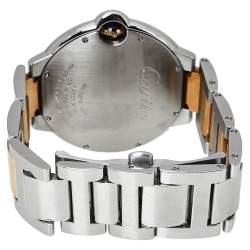 مملوكة مسبقًا Cartier Silver 18K Yellow Gold Stainless Steel Ballon Bleu W2BB0022 Men's Wristwatch 42 mm