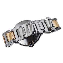 مملوكة مسبقًا Cartier Silver 18K Yellow Gold Stainless Steel Ballon Bleu W2BB0022 Men's Wristwatch 42 mm