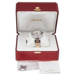 مملوكة مسبقًا Cartier Silver 18K Yellow Gold Stainless Steel Ballon Bleu W2BB0022 Men's Wristwatch 42 mm
