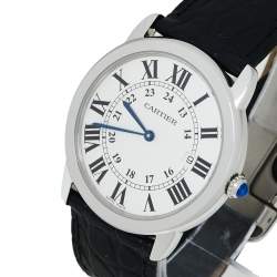 مملوكة مسبقًا Cartier Silver Grey Stainless Steel Ronde Solo 2934 Men's Wristwatch 36 mm