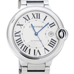 Pre Owned Cartier Silver Stainless Steel Ballon Bleu 3001 Men's Wristwatch 42 mm
