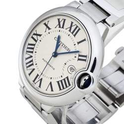 Pre Owned Cartier Silver Stainless Steel Ballon Bleu 3001 Men's Wristwatch 42 mm