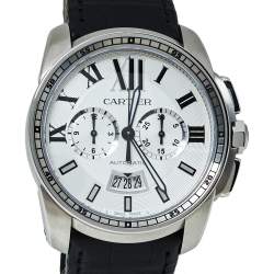 Pre Owned Cartier Silver Stainless Steel Calibre De Cartier 3578 Automatic Men's Wristwatch 42 MM