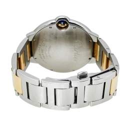 Pre Owned Cartier Silver 18K Yellow Gold And Stainless Steel Ballon Bleu 3001 Men's Wristwatch 42 mm