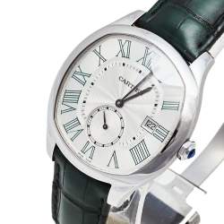 مملوكة مسبقًا ساعة يد رجالية كارتييه "دريف دو كارتييه سي أر دبليو أس إن إم0010" جلد و ستانلس ستيل فضية 41 مم