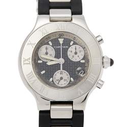 مملوكة مسبقًا ساعة يد رجالية كارتييه "موست 21 كرونوسكاف 2424" مطاط و ستانلس ستيل سوداء 38 مم