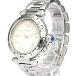 Pre Owned ساعة يد رجالية كارتييه باشا دو كارتييه دبليو31027أتش3 ستانلس ستيل فضية 38 مم