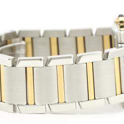 Pre Owned Cartier Silver 18K Yellow Gold And Stainless Steel Tank Francaise W51005Q4 Automatic Men's Wristwatch 28 MM