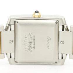 Pre Owned Cartier Silver 18K Yellow Gold And Stainless Steel Tank Francaise W51005Q4 Automatic Men's Wristwatch 28 MM