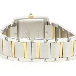 Pre Owned Cartier Silver 18K Yellow Gold And Stainless Steel Tank Francaise W51005Q4 Automatic Men's Wristwatch 28 MM