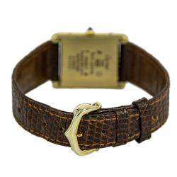 Pre Owned Cartier Silver Yellow Gold Tone Must De Cartier Tank Men's Wristwatch 24 MM 