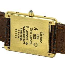 Pre Owned Cartier Silver Yellow Gold Tone Must De Cartier Tank Men's Wristwatch 24 MM 
