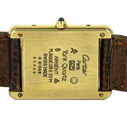 Pre Owned Cartier Silver Yellow Gold Tone Must De Cartier Tank Men's Wristwatch 24 MM 