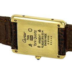 Pre Owned Cartier Silver Yellow Gold Tone Must De Cartier Tank Men's Wristwatch 24 MM 