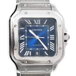 Pre Owned Cartier Blue Stainless Steel Santos de Cartier WSSA0030 Men's Wristwatch 39.80 mm